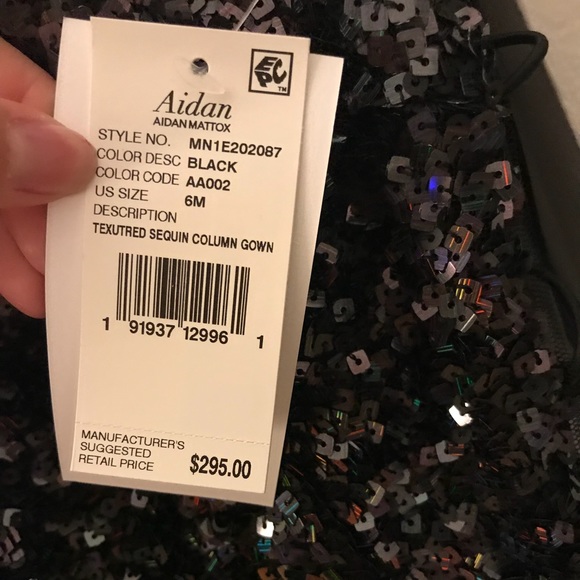 Aidan Mattox BrandNew Sequin Column Gown Black NWT - Picture 5 of 5